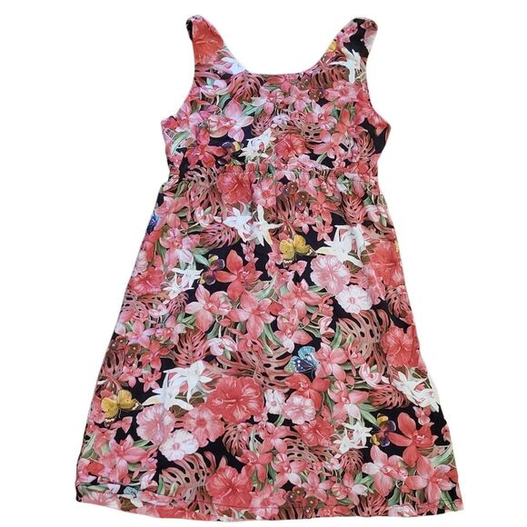 Puanani Dress Women's Large Pink Tropical Hawaiian Butterfly Tie Waist Mini - Picture 4 of 4